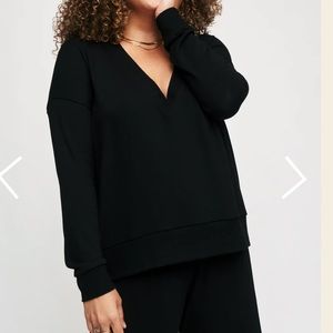 Lesjour long sleeve V Neck pullover sweater boxy oversized in black